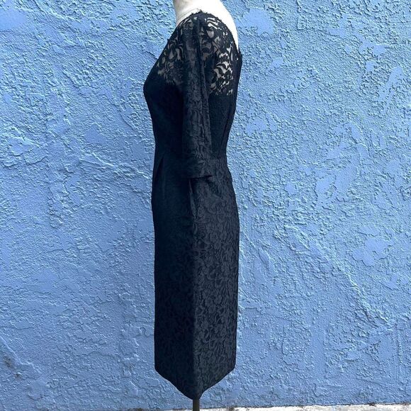 Black Lace Sheath Dress Retro Goth 1950s Size Small - Picture 6 of 8
